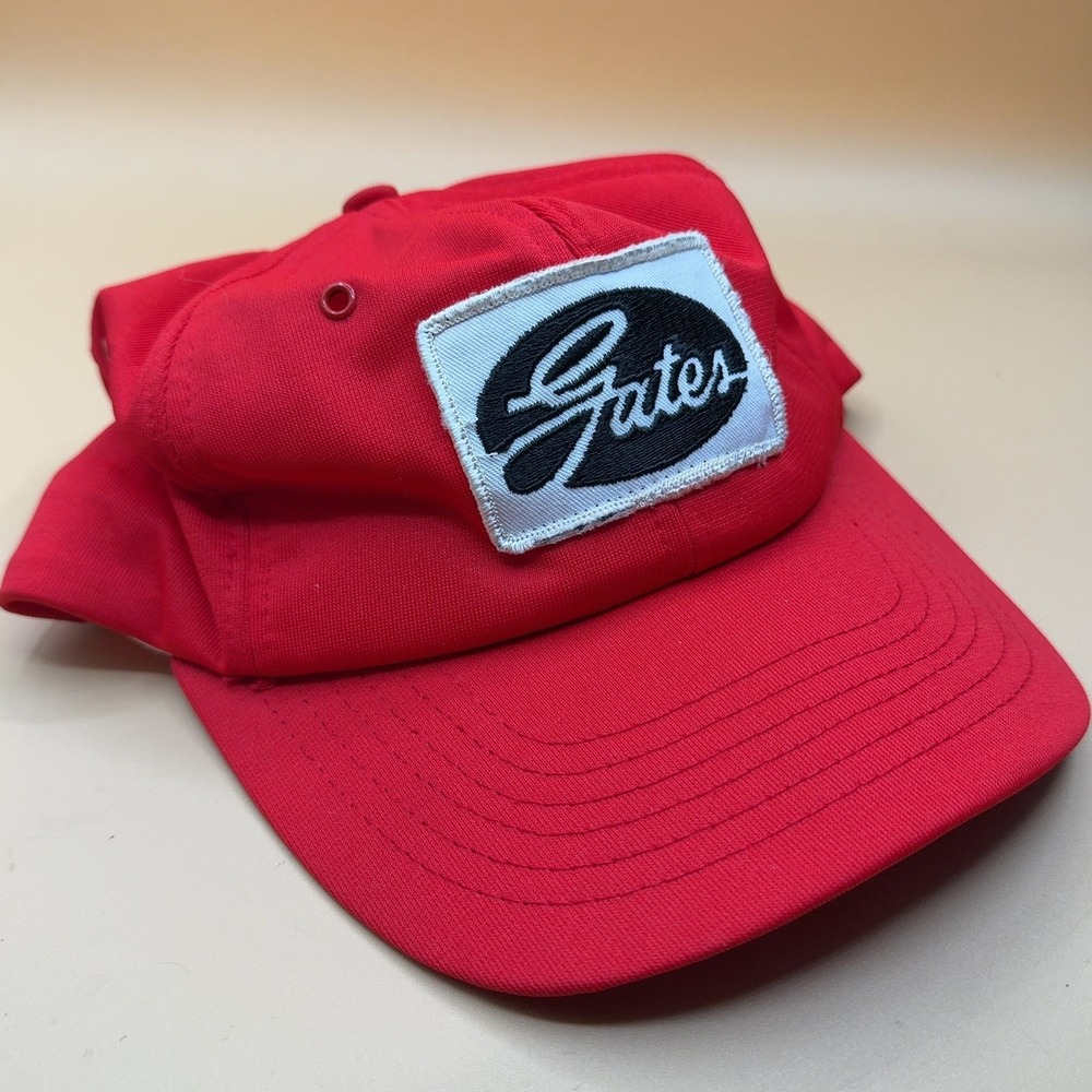 Gates Rubber Belts Red Snapback Hat Cap Patch Logo Vintage USA